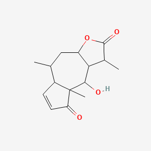 molecular formula C15H20O4 B1231447 9-hydroxy-1,5,8a-trimethyl-3a,4,5,5a,9,9a-hexahydro-1H-azuleno[6,7-b]furan-2,8-dione 