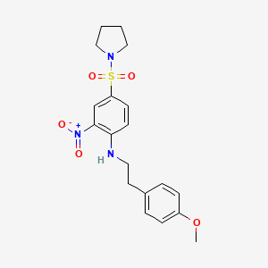 molecular formula C19H23N3O5S B1231450 N-[2-(4-methoxyphenyl)ethyl]-2-nitro-4-(1-pyrrolidinylsulfonyl)aniline 