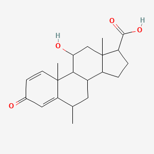 molecular formula C21H28O4 B12314576 11-Hydroxy-6,10,13-trimethyl-3-oxo-6,7,8,9,11,12,14,15,16,17-decahydrocyclopenta[a]phenanthrene-17-carboxylic acid 