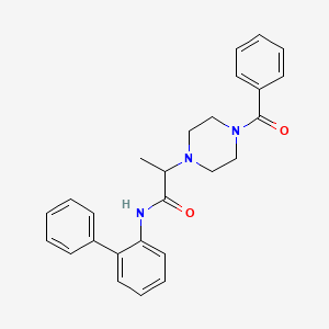 molecular formula C26H27N3O2 B1231459 2-(4-benzoyl-1-piperazinyl)-N-(2-phenylphenyl)propanamide 