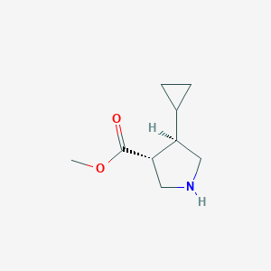 molecular formula C9H15NO2 B12314686 methyl (3R,4R)-4-cyclopropylpyrrolidine-3-carboxylate 
