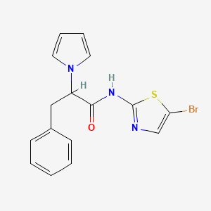 molecular formula C16H14BrN3OS B1231473 N-(5-bromo-2-thiazolyl)-3-phenyl-2-(1-pyrrolyl)propanamide 