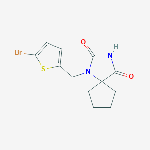 molecular formula C12H13BrN2O2S B12315024 1-[(5-Bromothiophen-2-yl)methyl]-1,3-diazaspiro[4.4]nonane-2,4-dione 