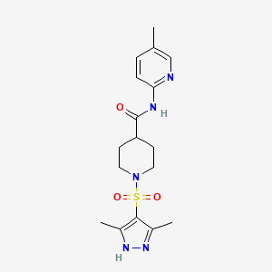 molecular formula C17H23N5O3S B1231523 1-[(3,5-dimethyl-1H-pyrazol-4-yl)sulfonyl]-N-(5-methyl-2-pyridinyl)-4-piperidinecarboxamide 