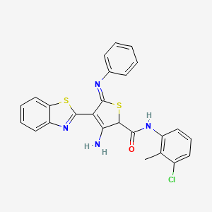 molecular formula C25H19ClN4OS2 B1231528 3-amino-4-(1,3-benzothiazol-2-yl)-N-(3-chloro-2-methylphenyl)-5-phenylimino-2H-thiophene-2-carboxamide 
