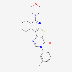 molecular formula C24H24N4O2S B1231532 5-吗啉-4-基-9-间甲苯基-1,2,3,4-四氢-9H-7-噻-6,9,11-三氮-苯并[c]芴-8-酮 