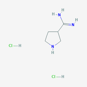 molecular formula C5H13Cl2N3 B12315387 Pyrrolidine-3-carboximidamide dihydrochloride 