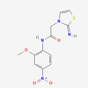 molecular formula C12H12N4O4S B1231542 2-(2-imino-3-thiazolyl)-N-(2-methoxy-4-nitrophenyl)acetamide 