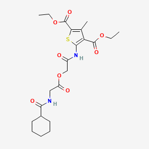 molecular formula C22H30N2O8S B1231546 5-[[2-[2-[[Cyclohexyl(oxo)methyl]amino]-1-oxoethoxy]-1-oxoethyl]amino]-3-methylthiophene-2,4-dicarboxylic acid diethyl ester 