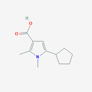 molecular formula C12H17NO2 B12315704 5-Cyclopentyl-1,2-dimethyl-1H-pyrrole-3-carboxylic acid 
