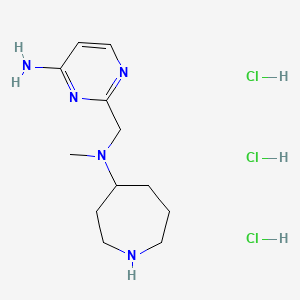 molecular formula C12H24Cl3N5 B12316050 N-[(4-aminopyrimidin-2-yl)methyl]-N-methylazepan-4-amine trihydrochloride 
