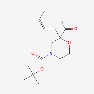 molecular formula C15H25NO4 B12316099 Tert-butyl 2-formyl-2-(3-methylbut-2-en-1-yl)morpholine-4-carboxylate 