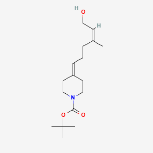 molecular formula C17H29NO3 B12316195 tert-butyl (Z)-4-(6-hydroxy-4-methylhex-4-en-1-ylidene)piperidine-1-carboxylate 