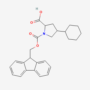 molecular formula C26H29NO4 B12316280 4-Cyclohexyl-1-{[(9H-fluoren-9-YL)methoxy]carbonyl}pyrrolidine-2-carboxylic acid 
