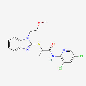 molecular formula C18H18Cl2N4O2S B1231636 N-(3,5-dichloro-2-pyridinyl)-2-[[1-(2-methoxyethyl)-2-benzimidazolyl]thio]propanamide 