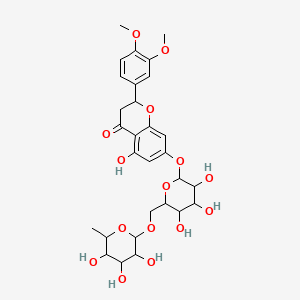 2-(3,4-Dimethoxyphenyl)-5-hydroxy-7-[3,4,5-trihydroxy-6-[(3,4,5-trihydroxy-6-methyloxan-2-yl)oxymethyl]oxan-2-yl]oxy-2,3-dihydrochromen-4-one