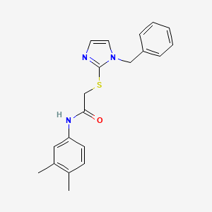 molecular formula C20H21N3OS B1231650 N-(3,4-dimethylphenyl)-2-[[1-(phenylmethyl)-2-imidazolyl]thio]acetamide 