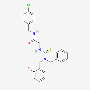 molecular formula C24H23ClFN3OS B1231651 N-[(4-chlorophenyl)methyl]-2-[[[(2-fluorophenyl)methyl-(phenylmethyl)amino]-sulfanylidenemethyl]amino]acetamide 