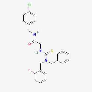 N-[(4-chlorophenyl)methyl]-2-[[[(2-fluorophenyl)methyl-(phenylmethyl)amino]-sulfanylidenemethyl]amino]acetamide