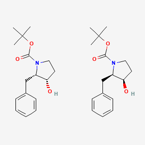 molecular formula C32H46N2O6 B12316628 tert-butyl (2R,3R)-2-benzyl-3-hydroxypyrrolidine-1-carboxylate;tert-butyl (2S,3S)-2-benzyl-3-hydroxypyrrolidine-1-carboxylate 