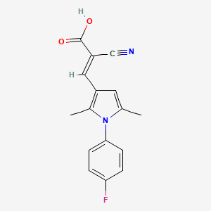 molecular formula C16H13FN2O2 B12316702 2-cyano-3-[1-(4-fluorophenyl)-2,5-dimethyl-1H-pyrrol-3-yl]prop-2-enoic acid 
