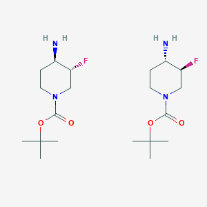 molecular formula C20H38F2N4O4 B12316976 tert-butyl (3R,4R)-4-amino-3-fluoropiperidine-1-carboxylate; tert-butyl (3S,4S)-4-amino-3-fluoropiperidine-1-carboxylate 