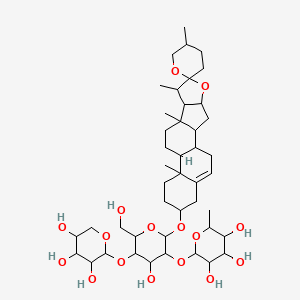 molecular formula C44H70O16 B12317003 2-[4-Hydroxy-6-(hydroxymethyl)-2-(5',7,9,13-tetramethylspiro[5-oxapentacyclo[10.8.0.02,9.04,8.013,18]icos-18-ene-6,2'-oxane]-16-yl)oxy-5-(3,4,5-trihydroxyoxan-2-yl)oxyoxan-3-yl]oxy-6-methyloxane-3,4,5-triol 