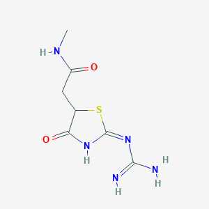 molecular formula C7H11N5O2S B12317063 2-[(2E)-2-carbamimidoylimino-4-oxo-1,3-thiazolidin-5-yl]-N-methylacetamide 