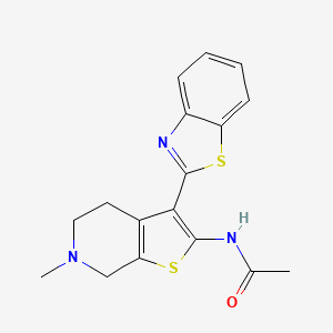 molecular formula C17H17N3OS2 B1231727 N-[3-(1,3-benzothiazol-2-yl)-6-methyl-5,7-dihydro-4H-thieno[2,3-c]pyridin-2-yl]acetamide 