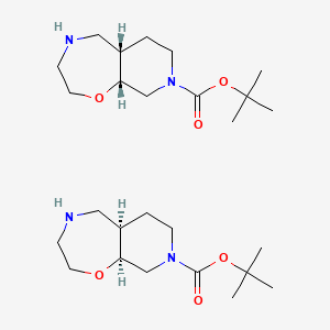 molecular formula C26H48N4O6 B12317397 tert-butyl (5aS,9aR)-3,4,5,5a,6,7,9,9a-octahydro-2H-pyrido[4,3-f][1,4]oxazepine-8-carboxylate;tert-butyl (5aR,9aS)-3,4,5,5a,6,7,9,9a-octahydro-2H-pyrido[4,3-f][1,4]oxazepine-8-carboxylate 