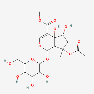 molecular formula C19H28O13 B12318141 Methyl 7-acetyloxy-4a,5-dihydroxy-7-methyl-1-[3,4,5-trihydroxy-6-(hydroxymethyl)oxan-2-yl]oxy-1,5,6,7a-tetrahydrocyclopenta[c]pyran-4-carboxylate 