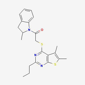 2-[(5,6-Dimethyl-2-propyl-4-thieno[2,3-d]pyrimidinyl)thio]-1-(2-methyl-2,3-dihydroindol-1-yl)ethanone