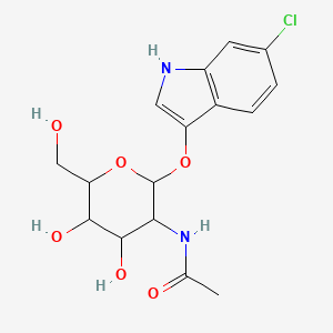 molecular formula C16H19ClN2O6 B12318395 N-((2S,3R,4R,5R,6R)-2-((6-Chloro-1H-indol-3-yl)oxy)-4,5-dihydroxy-6-(hydroxymethyl)tetrahydro-2H-pyran-3-yl)acetamide 