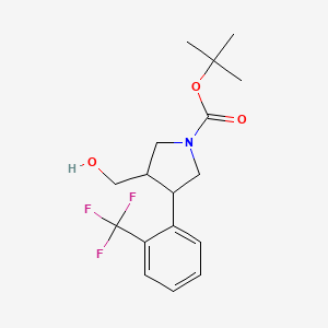 molecular formula C17H22F3NO3 B12318414 Tert-butyl 3-(hydroxymethyl)-4-[2-(trifluoromethyl)phenyl]pyrrolidine-1-carboxylate 