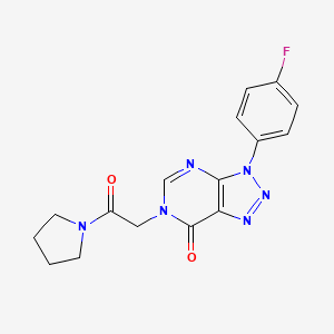 molecular formula C16H15FN6O2 B1231846 3-(4-Fluorophenyl)-6-[2-oxo-2-(1-pyrrolidinyl)ethyl]-7-triazolo[4,5-d]pyrimidinone 