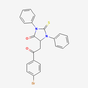 molecular formula C23H17BrN2O2S B1231851 5-[2-(4-Bromophenyl)-2-oxoethyl]-1,3-diphenyl-2-sulfanylidene-4-imidazolidinone 