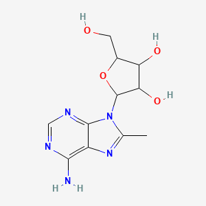 molecular formula C11H15N5O4 B12318529 2-(6-Amino-8-methylpurin-9-yl)-5-(hydroxymethyl)oxolane-3,4-diol 