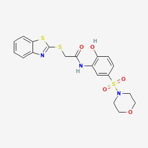 molecular formula C19H19N3O5S3 B1231856 2-(1,3-benzothiazol-2-ylthio)-N-[2-hydroxy-5-(4-morpholinylsulfonyl)phenyl]acetamide 
