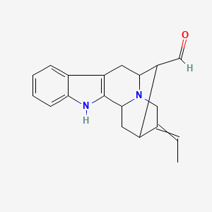 molecular formula C19H20N2O B1231857 15-Ethylidene-3,17-diazapentacyclo[12.3.1.02,10.04,9.012,17]octadeca-2(10),4,6,8-tetraene-13-carbaldehyde 