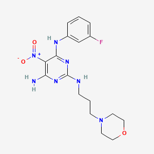molecular formula C17H22FN7O3 B1231859 N4-(3-FLUOROPHENYL)-N2-[3-(MORPHOLIN-4-YL)PROPYL]-5-NITROPYRIMIDINE-2,4,6-TRIAMINE 