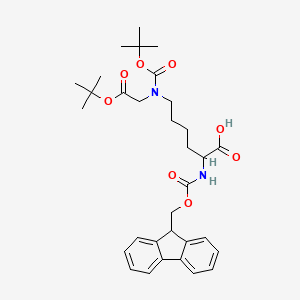 molecular formula C32H42N2O8 B12318596 2-(9H-fluoren-9-ylmethoxycarbonylamino)-6-[(2-methylpropan-2-yl)oxycarbonyl-[2-[(2-methylpropan-2-yl)oxy]-2-oxoethyl]amino]hexanoic acid 