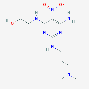 molecular formula C11H21N7O3 B1231864 2-[[6-Amino-2-[3-(dimethylamino)propylamino]-5-nitro-4-pyrimidinyl]amino]ethanol 
