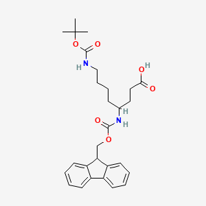 molecular formula C28H36N2O6 B12318770 (4S)-8-{[(tert-butoxy)carbonyl]amino}-4-({[(9H-fluoren-9-yl)methoxy]carbonyl}amino)octanoic acid 