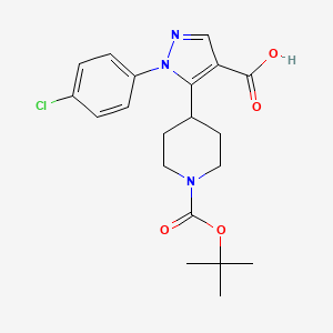 molecular formula C20H24ClN3O4 B1231924 1-(4-Chlorophenyl)-5-[1-[(2-methylpropan-2-yl)oxy-oxomethyl]-4-piperidinyl]-4-pyrazolecarboxylic acid 
