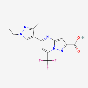 molecular formula C14H12F3N5O2 B1231927 5-(1-Ethyl-3-methyl-4-pyrazolyl)-7-(trifluoromethyl)-2-pyrazolo[1,5-a]pyrimidinecarboxylic acid 