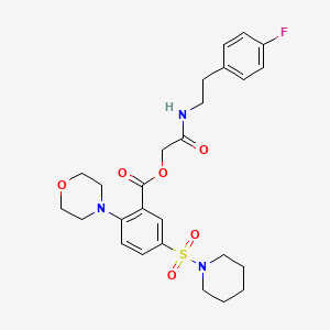 molecular formula C26H32FN3O6S B1231943 2-(4-Morpholinyl)-5-(1-piperidinylsulfonyl)benzoic acid [2-[2-(4-fluorophenyl)ethylamino]-2-oxoethyl] ester 