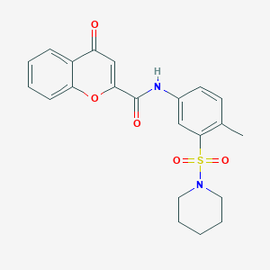 molecular formula C22H22N2O5S B1231945 N-[4-methyl-3-(1-piperidinylsulfonyl)phenyl]-4-oxo-1-benzopyran-2-carboxamide 