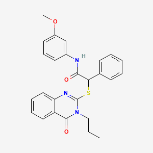 N-(3-methoxyphenyl)-2-[(4-oxo-3-propyl-2-quinazolinyl)thio]-2-phenylacetamide