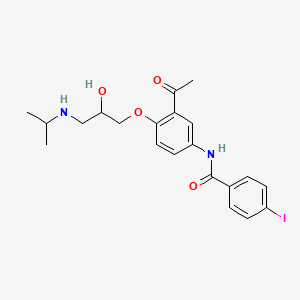 molecular formula C21H25IN2O4 B1231955 N-(3-Acetyl-4-(2-hydroxy-3-((1-methylethyl)amino)propoxy)phenyl)-4-iodobenzamide CAS No. 72249-70-8