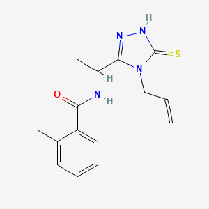 molecular formula C15H18N4OS B1231977 2-methyl-N-[1-(4-prop-2-enyl-5-sulfanylidene-1H-1,2,4-triazol-3-yl)ethyl]benzamide 